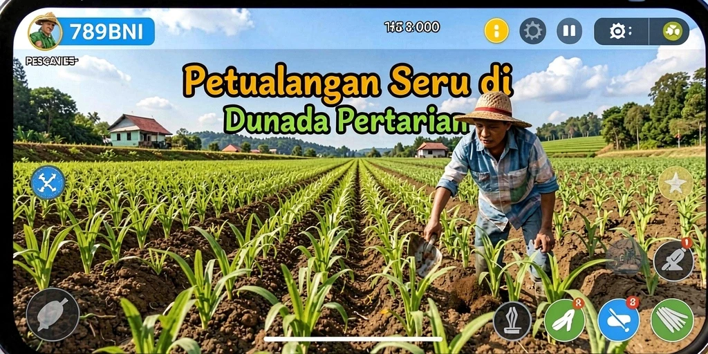 Screenshot gameplay 789BNI menunjukkan aktivitas bertani yang menyenangkan.