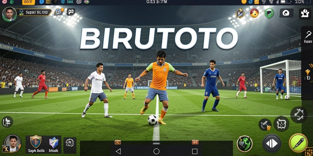 Tampilan gameplay seru dari BIRUTOTO yang menggambarkan kepuasan bermain sepak bola.