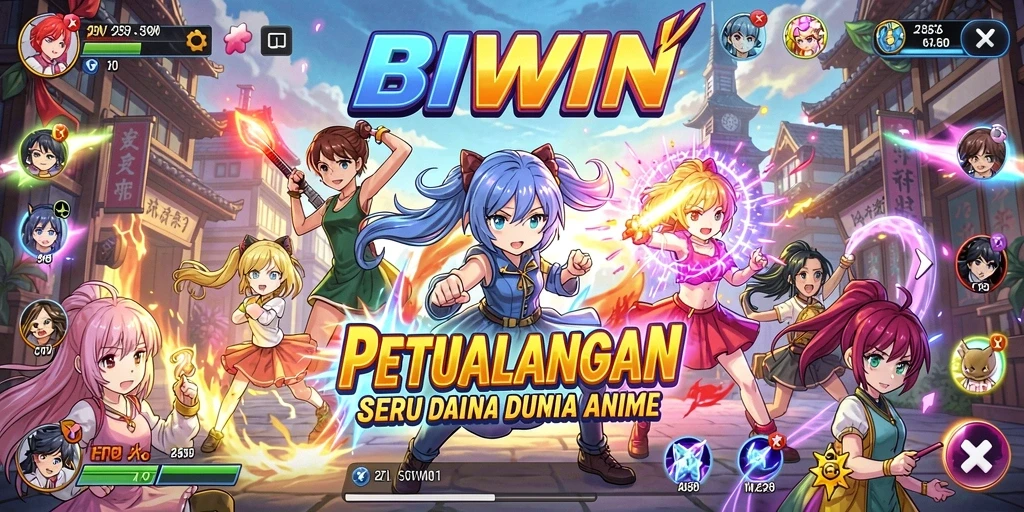 Tampilan gameplay seru dengan karakter anime ikonik.