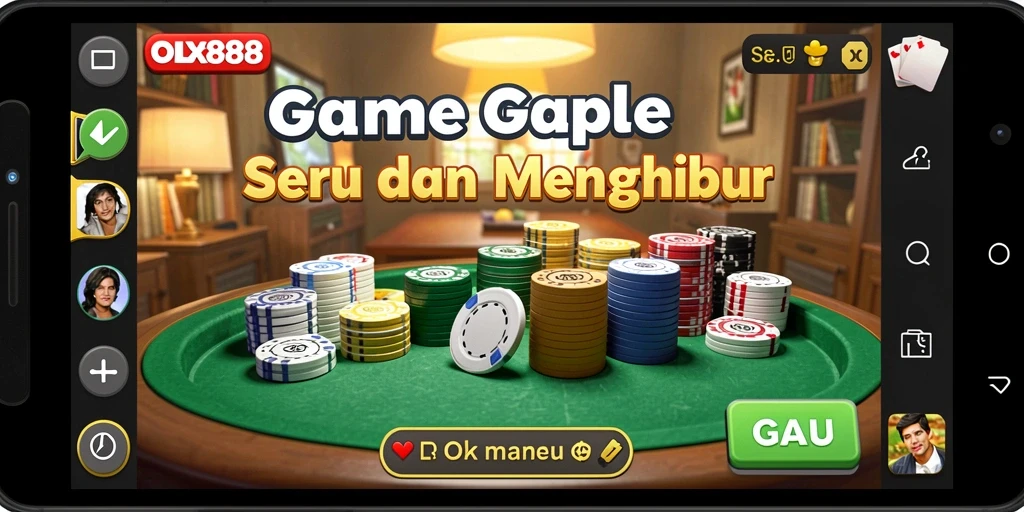 Screenshot gameplay OLX888 dengan aksi Gaple yang seru.