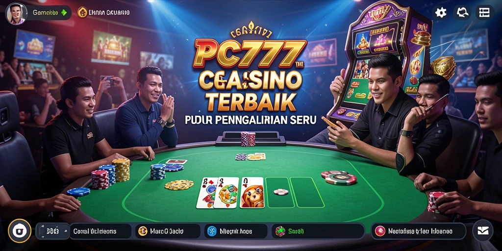 Screenshot gameplay dari PC777 menampilkan dealer dan suasana kasino langsung.