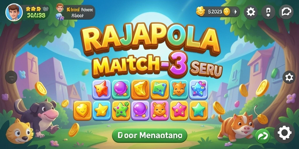 Gameplay seru dan menantang dalam RAJAPOLA Match-3.