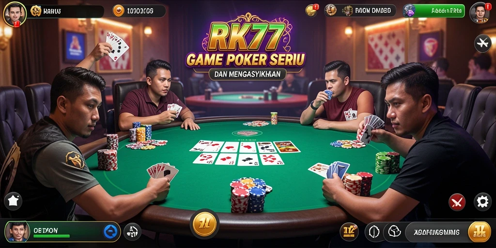 Tampilan gameplay Poker yang seru dan interaktif.